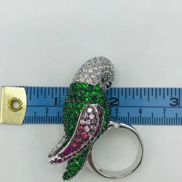 NEW RHODIUM PLATED CZ PARROT RING - Picture 9 of 16
